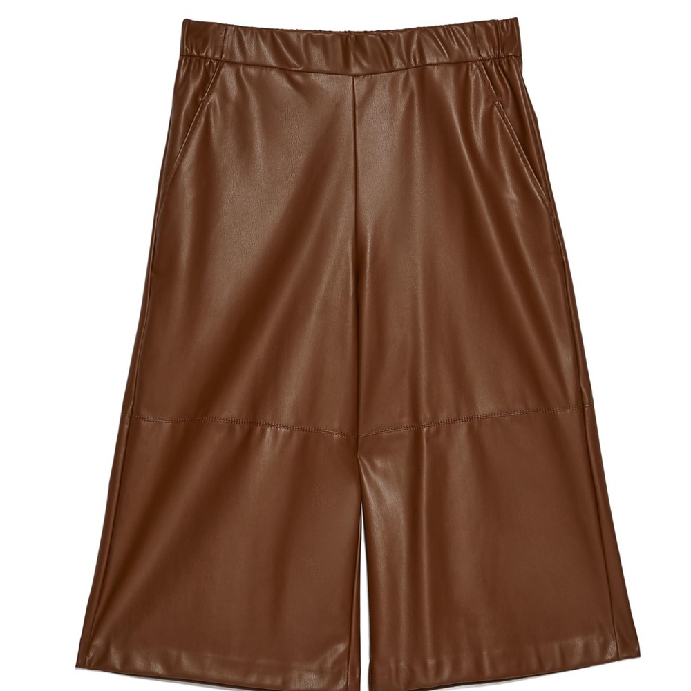 Brown Faux Leather Women Shorts - Picture 8 of 8